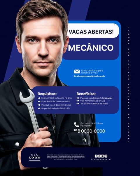 RECRUTAMENTO EMPREGO TEMOS VAGAS ABERTAS CONTRATAÇÃO SOCIAL MEDIA PSD EDITÁVEL 28