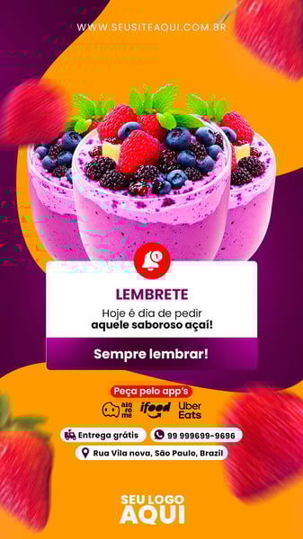 POST STORY - AÇAÍTERIA - LEMBRETE, HOJE É DIA!