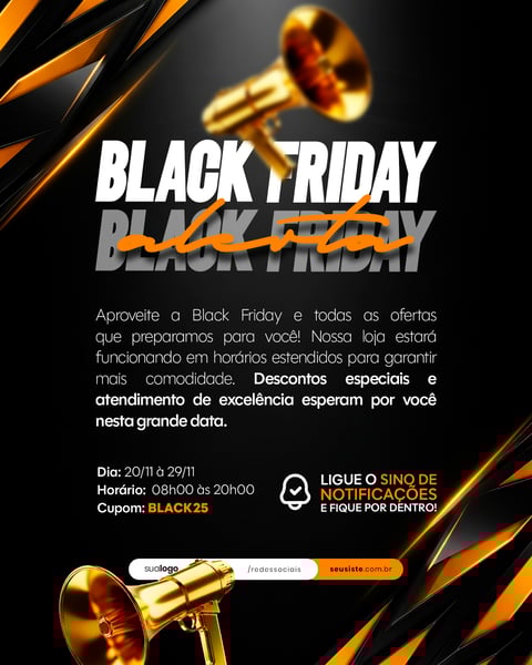 BLACK FRIDAY AVISO COMUNICADO ANÚNCIO SOCIAL MEDIA PSD EDITÁVEL 2
