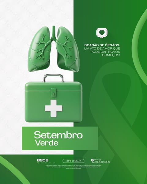 SETEMBRO VERDE CONSCIENTIZAÇÃO DOAÇÃO DE ÓRGÃOS SOCIAL MEDIA PSD EDITÁVEL 3