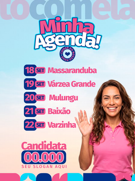 AGENDA DE CANDIDATA ELEITORAL FEMININA SOCIAL MEDIA FLYER PSD EDITÁVEL