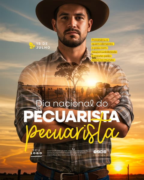 DIA NACIONAL DO PECUARISTA 15 DE JULHO SOCIAL MEDIA PSD EDITÁVEL FEED