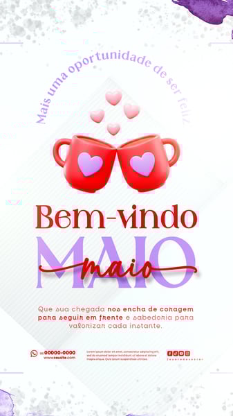 BEM VINDO MAIO SAUDAÇÃO MÊS SOCIAL MEDIA POST EDITÁVEL STORY