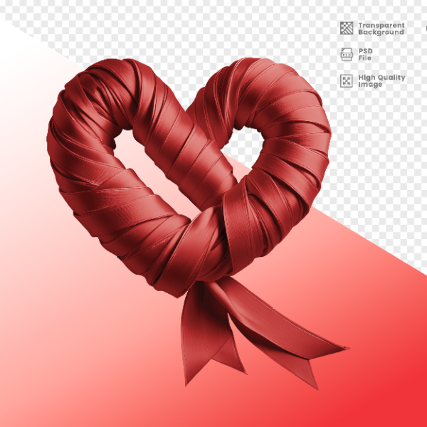 CORAÇÃO DE FITA -  ELEMENTO 3D CORAÇÃO  PARA COMPOSIÇÃO