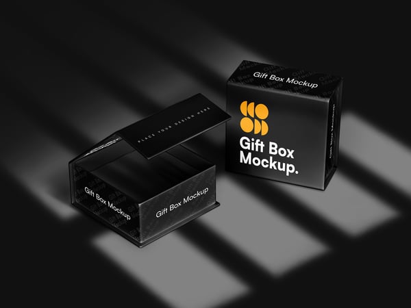 CAIXA DE LUXO MOCKUP MAGNÉTICA EMBALAGEM PRESENTE PRODUTO ELEGANTE UNBOXING PSD