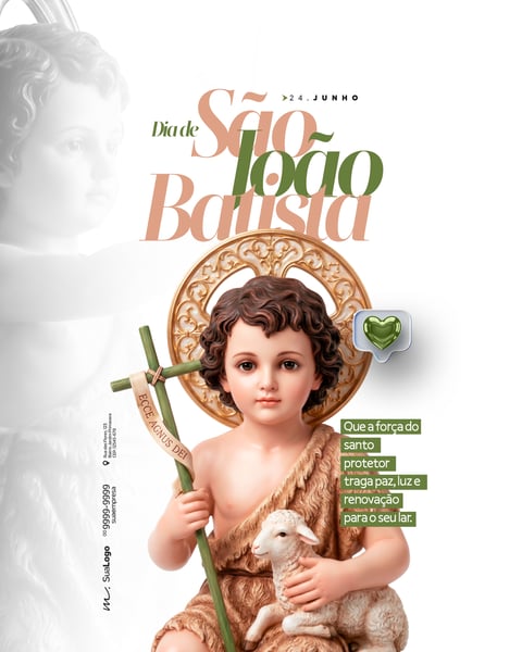 POST DE REDE SOCIAL DIA DE SÃO JOÃO BATISTA JUNHO PSD EDITÁVEL