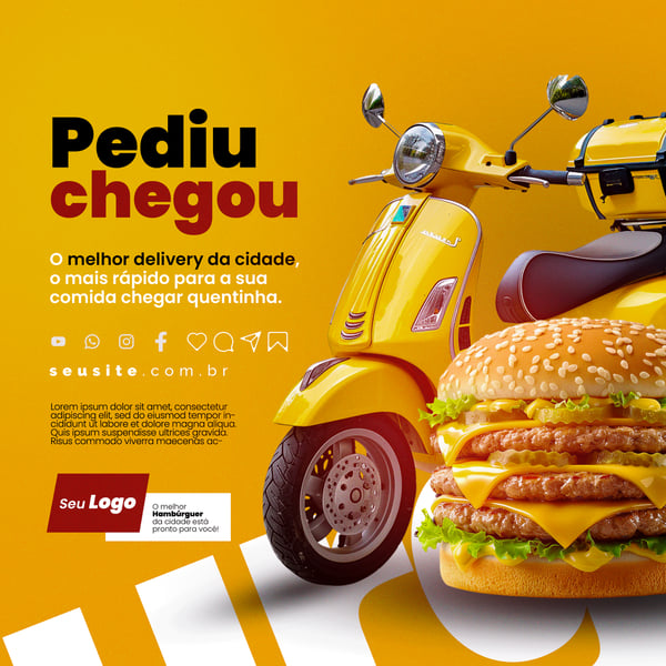 PEDIU CHEGOU DELIVERY DE HAMBÚRGUER