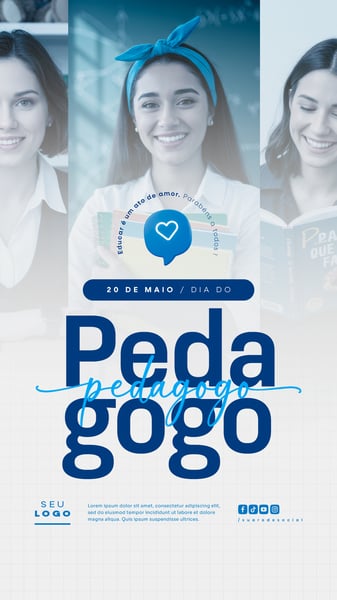 DIA DO PEDAGOGO 20 DE MAIO SOCIAL MEDIA EDITÁVEL FEED