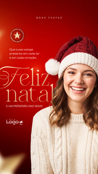 FELIZ NATAL VERMELHO MULHER SOCIAL MEDIA FLYER PSD EDITÁVEL STORY