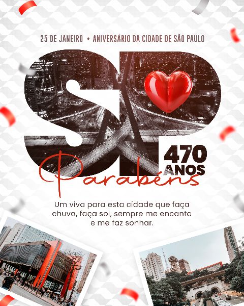 SOCIAL MEDIA ANIVERSÁRIO SÃO PAULO - PARABÉNS SAMPA