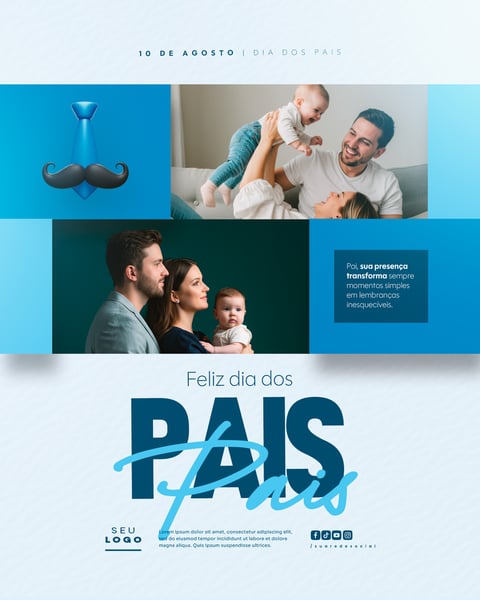 DIA DOS PAIS AGOSTO SOCIAL MEDIA POST EDITÁVEL FEED