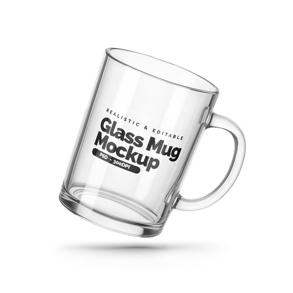 XÍCARA DE VIDRO PSD EDITÁVEL MOCKUP