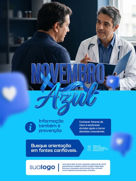 NOVEMBRO AZUL MÊS DE COMBATE AO CÂNCER DE PRÓSTATA SOCIAL MEDIA PSD EDITÁVEL 5