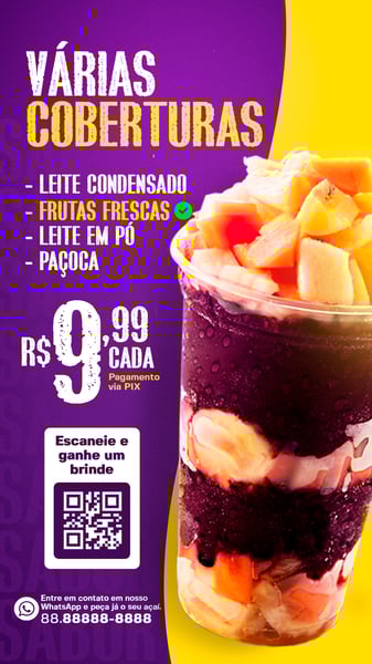 STORY VÁRIAS COBERTURAS AÇAITERIA SOCIAL MEDIA PSD EDITÁVEL