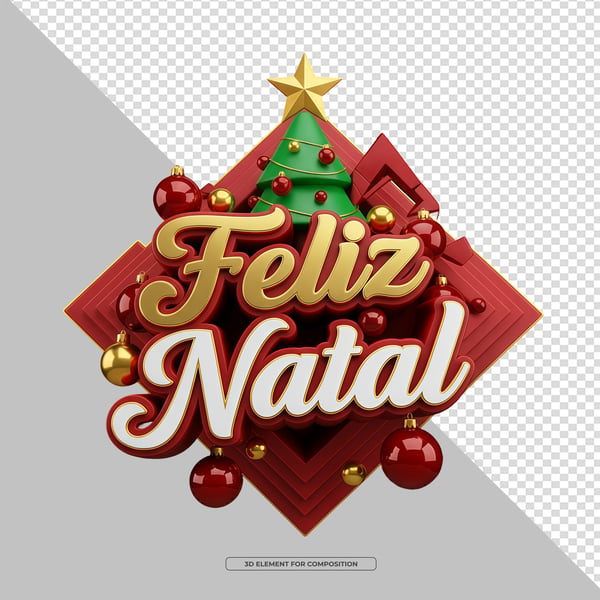SELO 3D PNG FELIZ NATAL 2