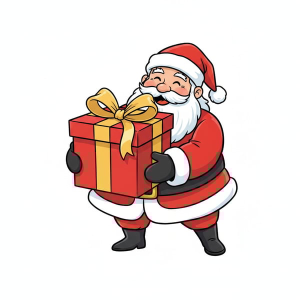 IMAGEM DE PAPAI NOEL ILUSTRAÇÃO SEGURANDO PRESENTE