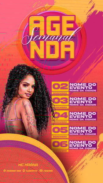 FLYER ARTISTA AGENDA DE SHOWS SEMANAL STORIES