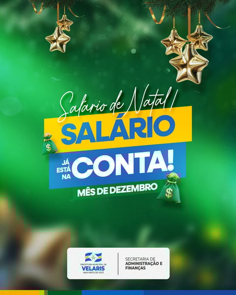 PREFEITURA SALÁRIO DE NATAL NA CONTA AVISO INFORME COMUNICADO SOCIAL MEDIA PSD EDITÁVEL