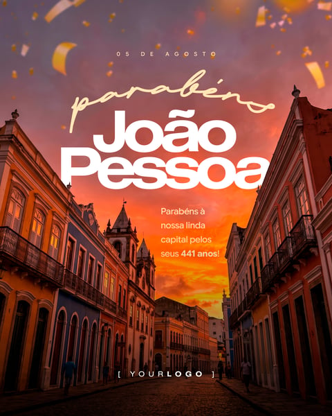 PARABÉNS JOÃO PESSOA 441 ANOS ANIVERSÁRIO DA CIDADE SOCIAL MEDIA PSD EDITÁVEL