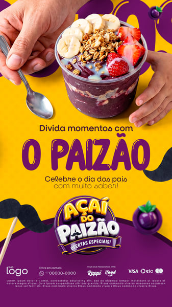DIVIDA MOMENTOS COM O PAIZÃO AÇAITERIA AÇAÍ DIA DOS PAIS STORY SOCIAL MEDIA PSD EDITÁVEL