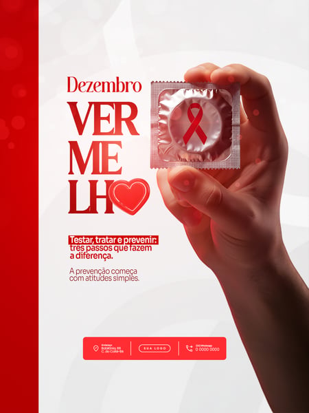 FLYER PARA DEZEMBRO VERMELHO MÊS DA LUTA CONTRA AIDS PSD EDITÁVEL