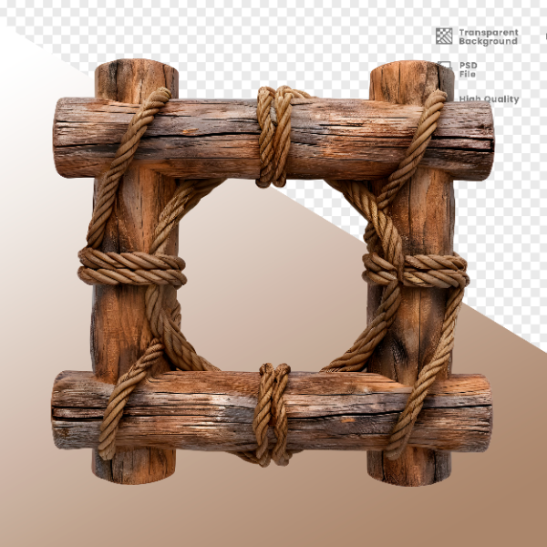 CÍRCULO MADEIRA E CORDA  ELEMENTO 3D PARA COMPOSIÇÃO - WOOD