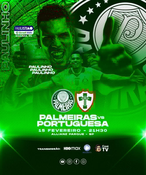 Flyer Esportivo Futebol Palmeiras Paulistão Paulinho