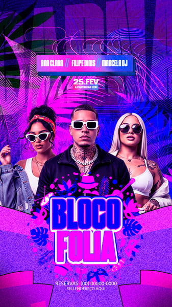 FLYER PARA FESTAS E EVENTOS TEMA BLOCO FOLIA STORY