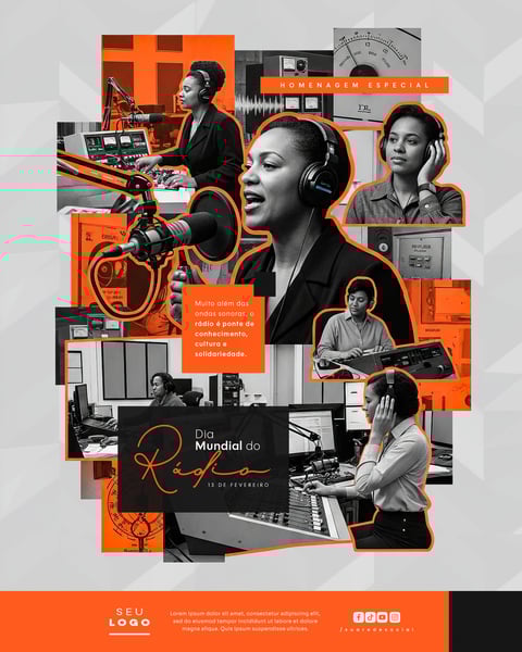 DIA MUNDIAL DO RÁDIO 13 DE FEVEREIRO SOCIAL MEDIA PSD EDITÁVEL 6