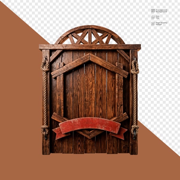PAINEL DE MADEIRA VERTICAL COM FITA VERMELHA PNG TRANSPARENTE