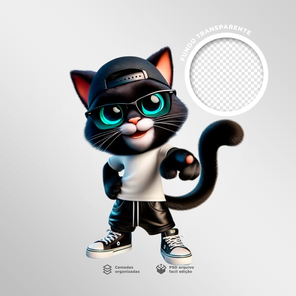 MASCOTE 3D DE GATO JOVEM PARA SOCIAL MEDIA DA BLACK FRIDAY 9