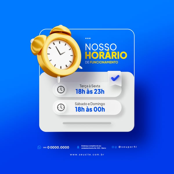 UIH HORARIO DE FUNCIONAMENTO SOCIAL MEDIA POST PSD TEMPLATE