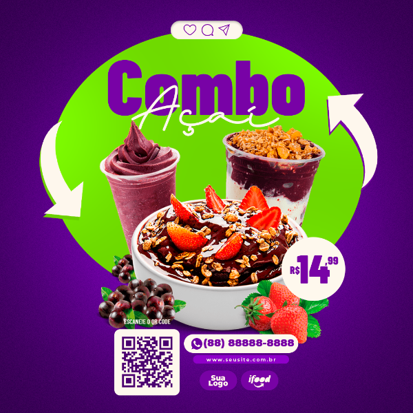 COMBO DE AÇAÍ POST SOCIAL MEDIA