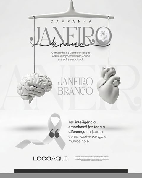 JANEIRO BRANCO SAÚDE MENTAL CÉREBRO CORAÇÃO SOCIAL MEDIA FLYER PSD EDITÁVEL