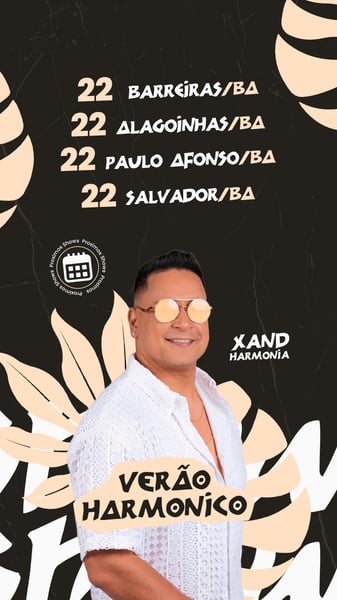 FLYER AGENDA SEMANAL XAND HARMONIA VERÃO 2026 STORY PSD EDITÁVEL 17