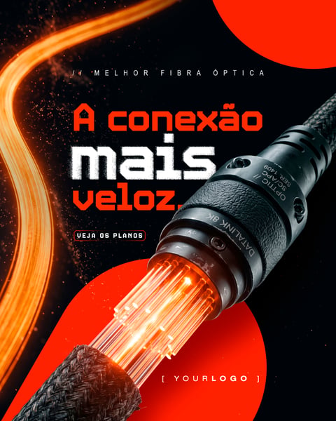 A CONEXÃO MAIS VELOZ FIBRA ÓPTICA SOCIAL MEDIA PSD EDITÁVEL