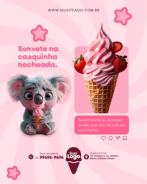 FEED VERTICAL - SORVETERIA - SORVETE | SOCIAL MEDIA | PSD EDITÁVEL