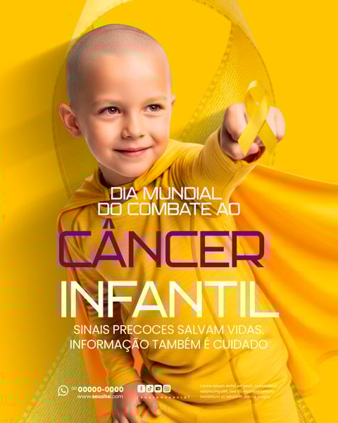 DIA INTERNACIONAL DE COMBATE AO CÂNCER INFANTIL 15 DE FEVEREIRO SOCIAL MEDIA PSD EDITÁVEL 4