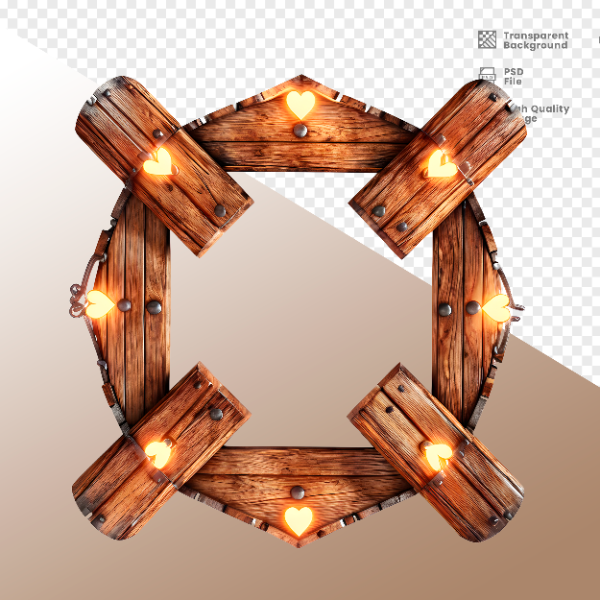 CÍRCULO DE MADEIRA COM LUZ - ELEMENTO 3D PARA COMPOSIÇÃO - WOOD