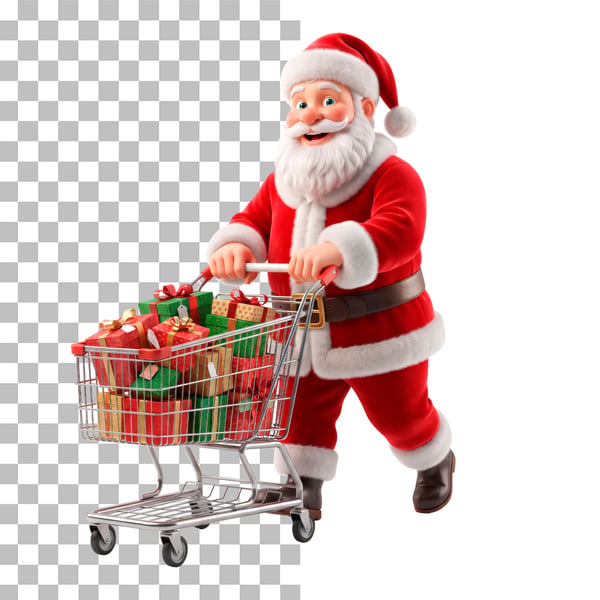 PAPAI NOEL COM CARINHO DE COMPRAS