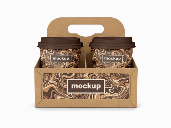 SUPORTE PARA COPOS MOCKUP EM ESTÚDIO VISTA FRONTAL