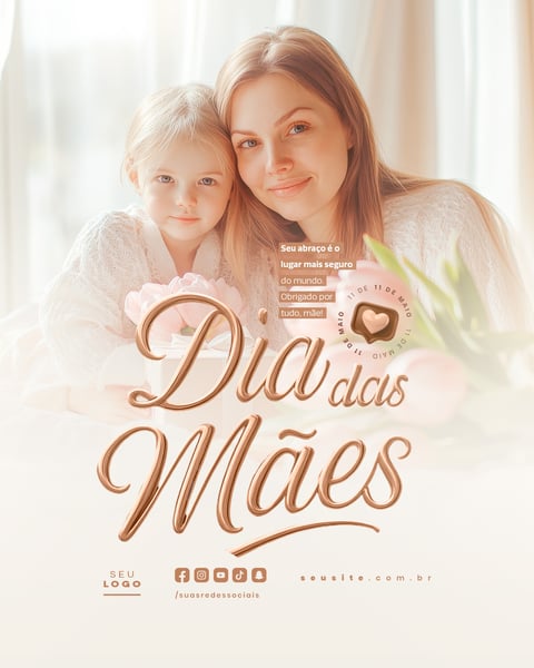 DIA DAS MÃES PARABÉNS PELO SEU DIA SOCIAL MEDIA FEED EDITÁVEL