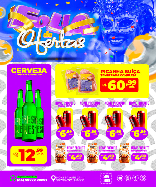 ENCARTE FOLIA DE OFERTAS CARNAVAL REDES SOCIAIS