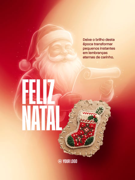 Feliz Natal Lembranças e Papai Noel Social Media Flyer PSD Editável