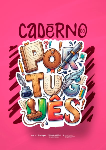 CAPA DE CADERNO DE PORTUGUÊS ESCOLAR CRIATIVA A4 PSD EDITÁVEL 4