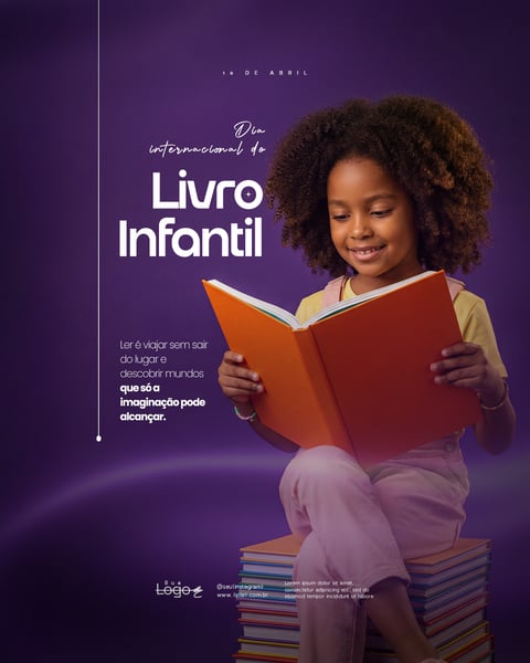 DIA INTERNACIONAL DO LIVRO INFANTIL 02 DE ABRIL ESCOLA SOCIAL MEDIA PSD EDITÁVEL 1
