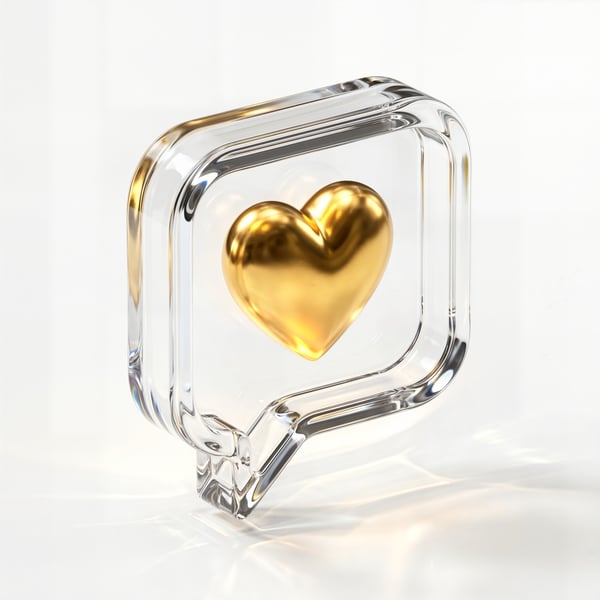 ELEMENTO 3D ICONE COM CORAÇÃO DOURADO 07