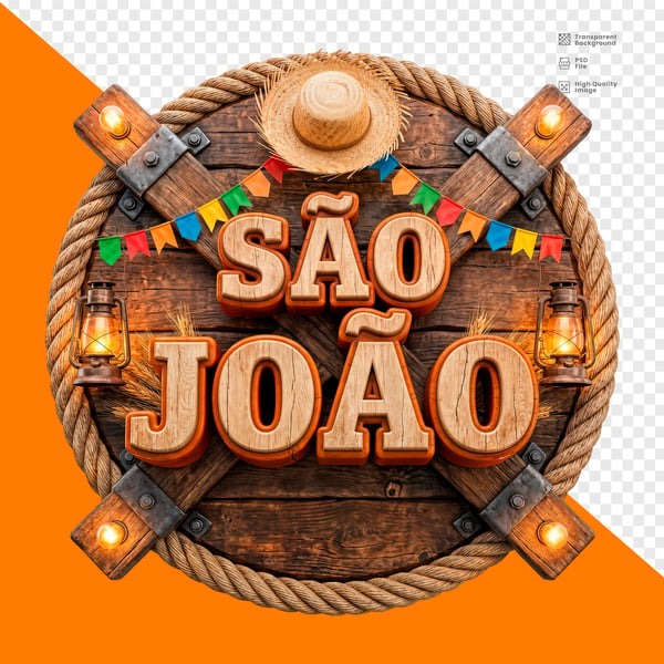 SÃO JOÃO RODA MADEIRA CHAPÉU BANDEIROLAS LANTERNAS LUZES PNG TRANSPARENTE