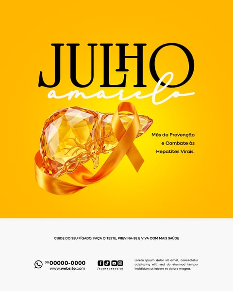 JULHO AMARELO CAMPANHA DE PREVENÇÃO E COMBATE ÀS HEPATITES VIRAIS SOCIAL MEDIA PSD EDITÁVEL 1