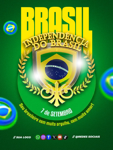 Dia da Independência do Brasil 07 de Setembro Redes Sociais Editável